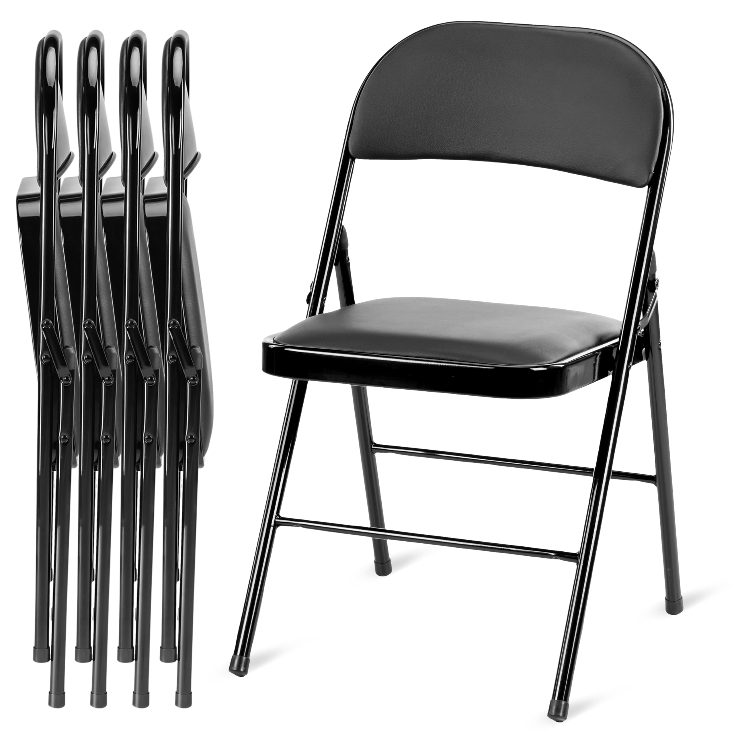 Amazon.com: Simple Deluxe 4 Pack Folding Chairs with Leather
